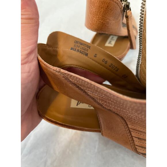 Paul Green Cayenne Peep Toe 3.5 Heel Brown Leather Bootie Women's Size 7.5 (UK5) - Picture 6 of 10